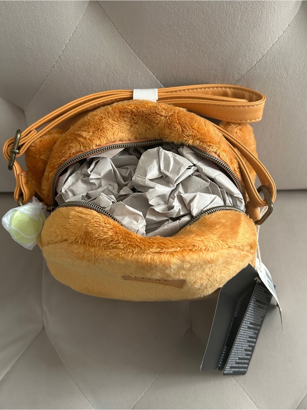 Loungefly Pixar Dug Plush Dog Face Crossbody Bag - Mustard Yellow, Brown, Pink - Picture 3 of 3